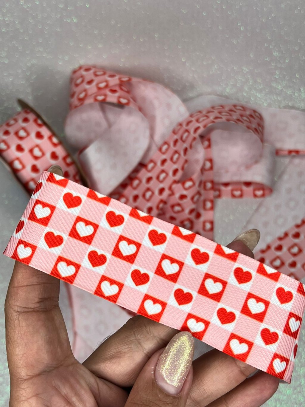 Fita Jeans Xadrez Coração Sinimbu Ref:1949/38 VERMELHA 38mm