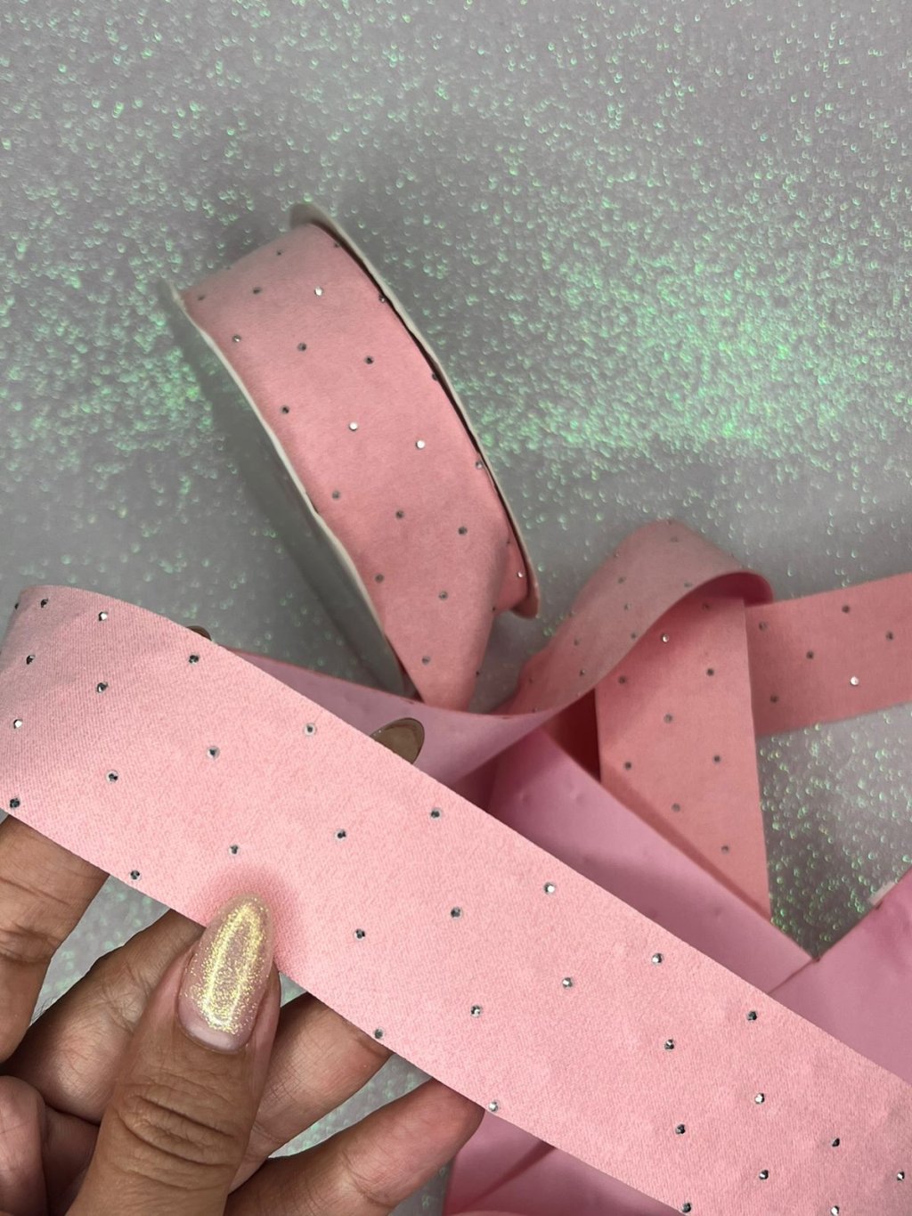 Fita Camurça Strass Lomil Ref:49816 ROSA 38mm 02mt