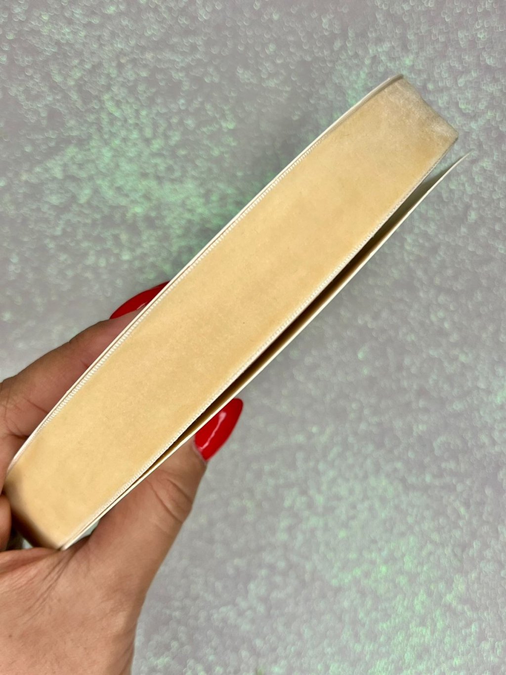 Fita Veludo n°5 Mili Cor3-CREME 25mm 05mt