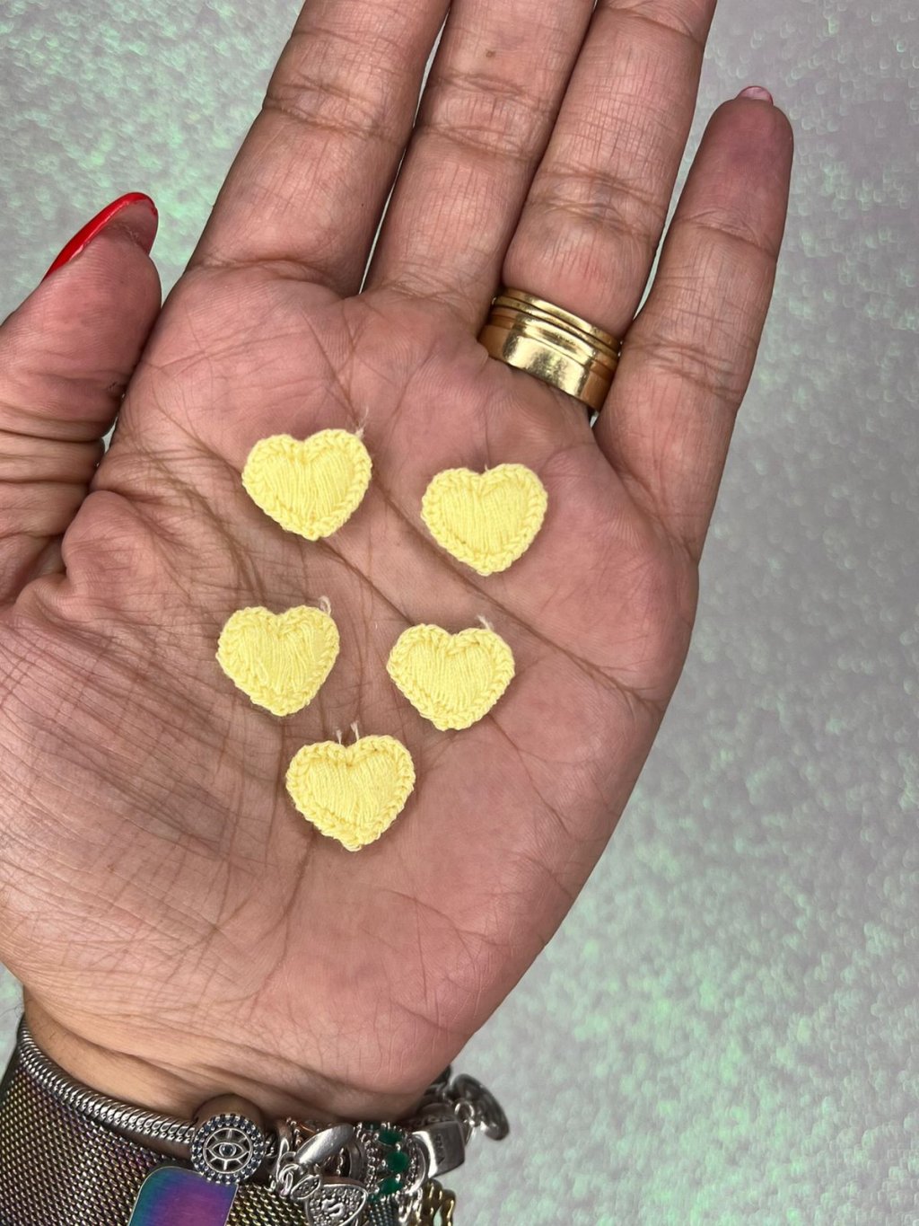 Aplique Bordado Coração Lomil APL57 Ref:49975 AMARELO 17mm 05und