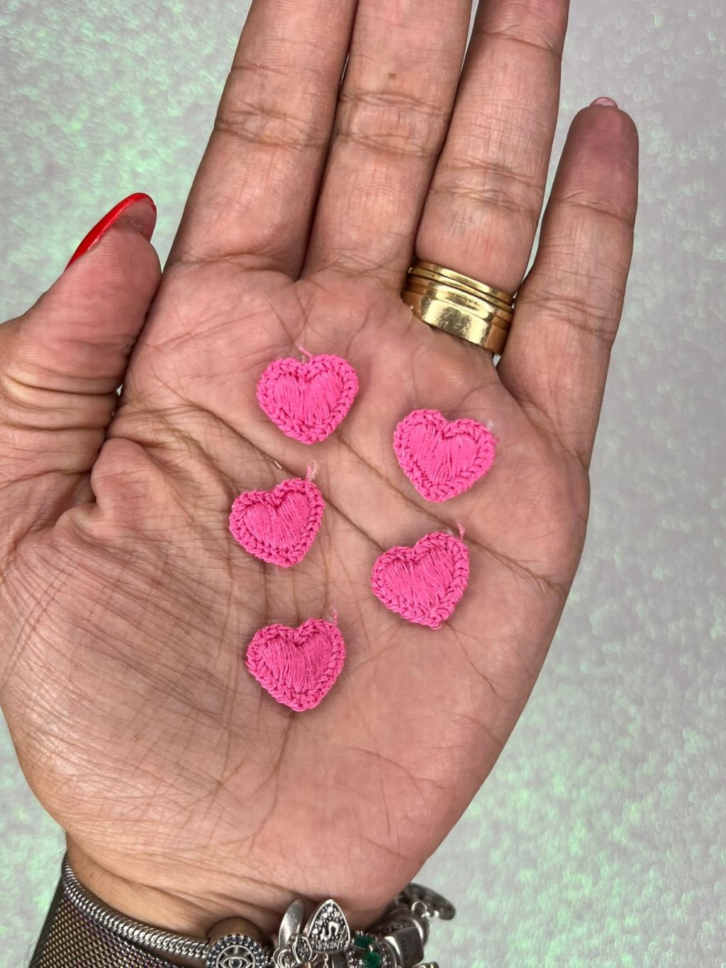 Aplique Bordado Coração Lomil APL57 Ref:49975 ROSA ESCURO 17mm 05und