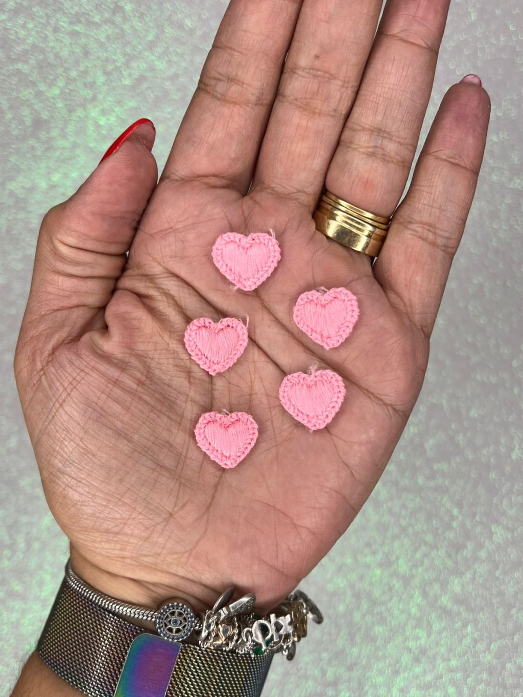 Aplique Bordado Coração Lomil APL57 Ref:49975 ROSA CLARO 17mm 05und