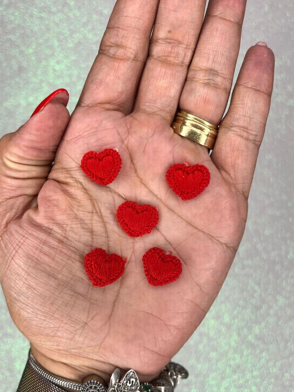 Aplique Bordado Coração Lomil APL57 Ref:49975 VERMELHO 17mm 05und