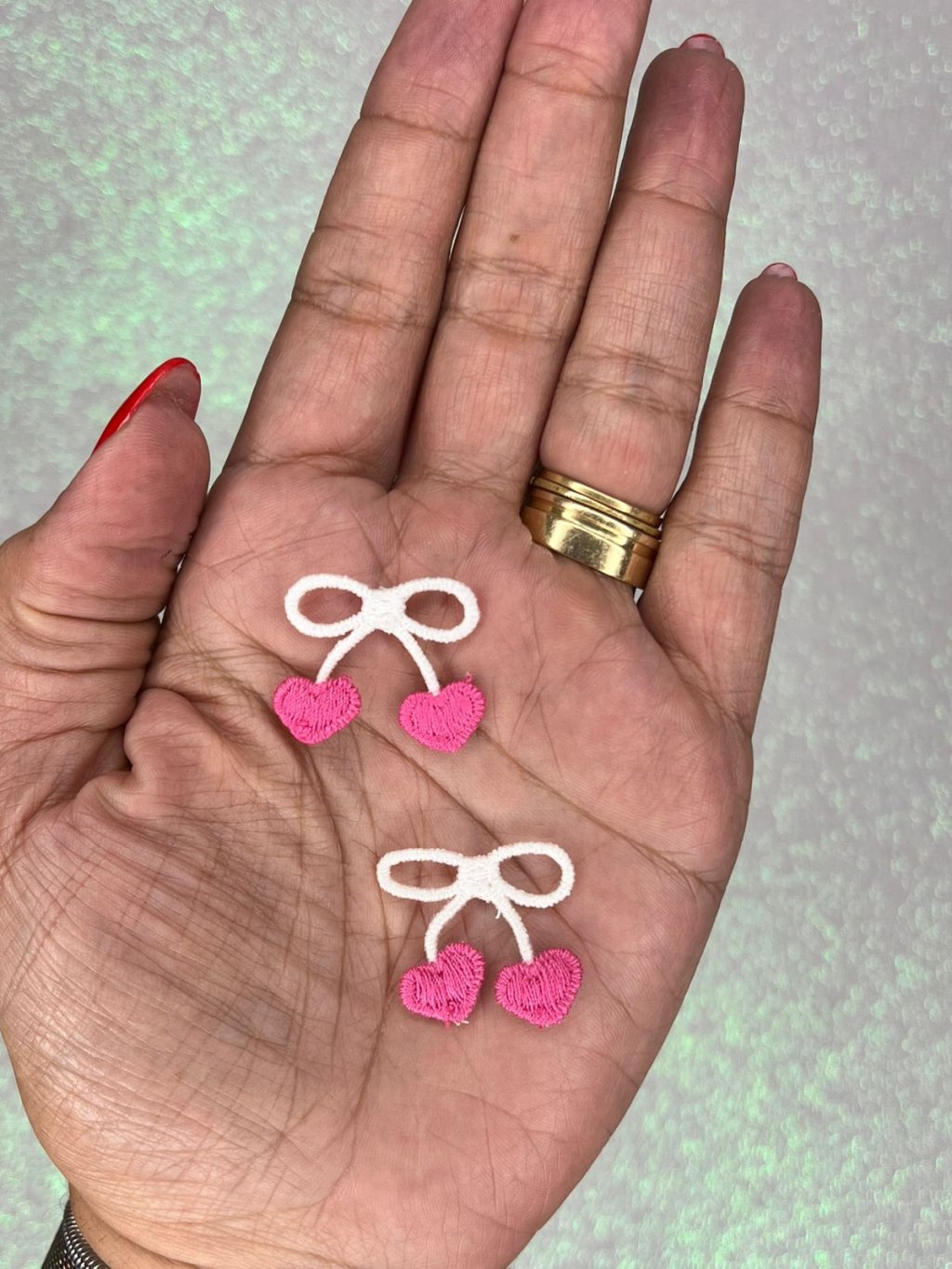 Aplique Bordado Laço Coração Lomil APL50 Ref:49973 ROSA ESCURO 25mm 02und