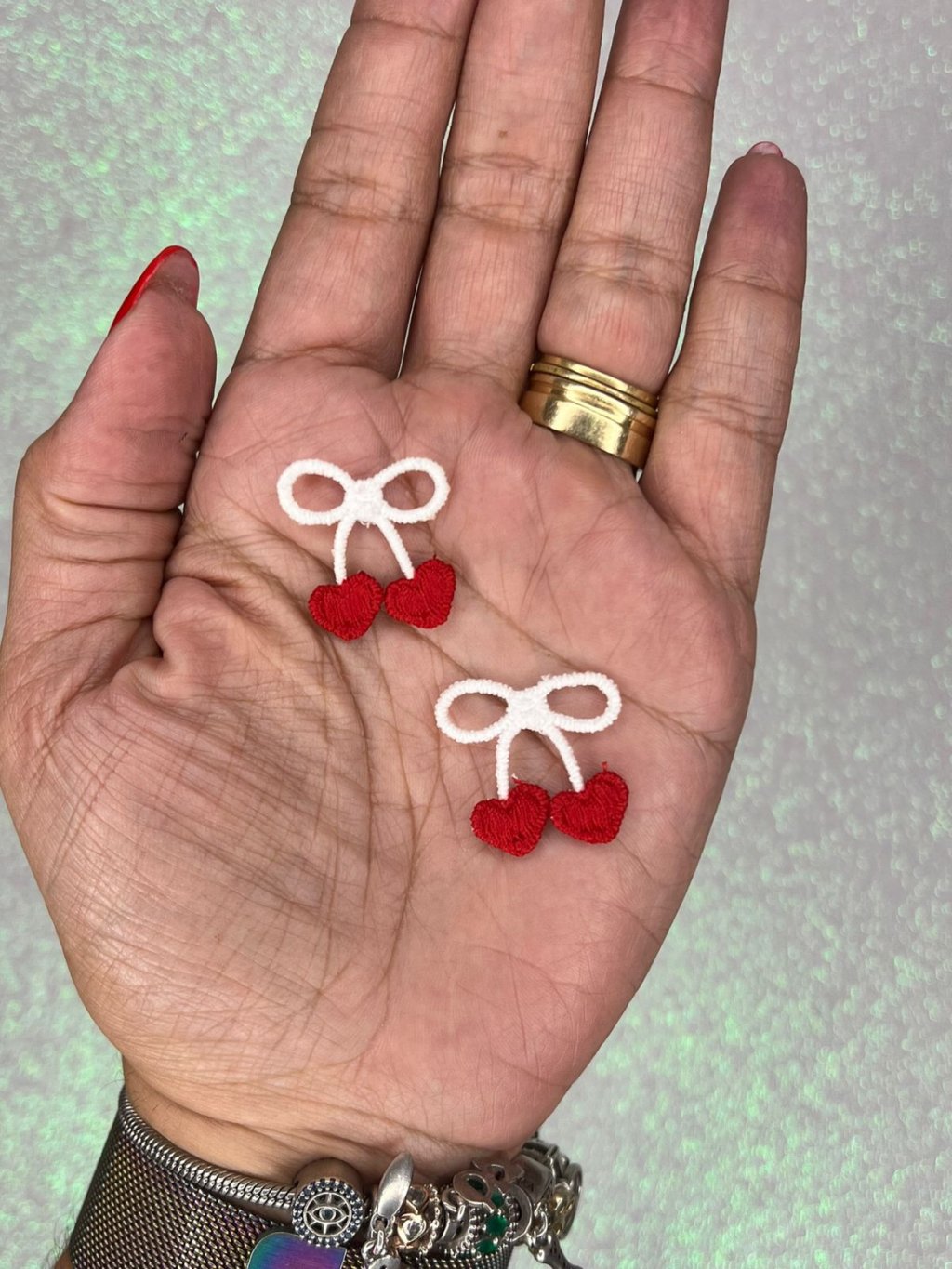 Aplique Bordado Laço Coração Lomil APL50 Ref:49973 VERMELHO 25mm 02und