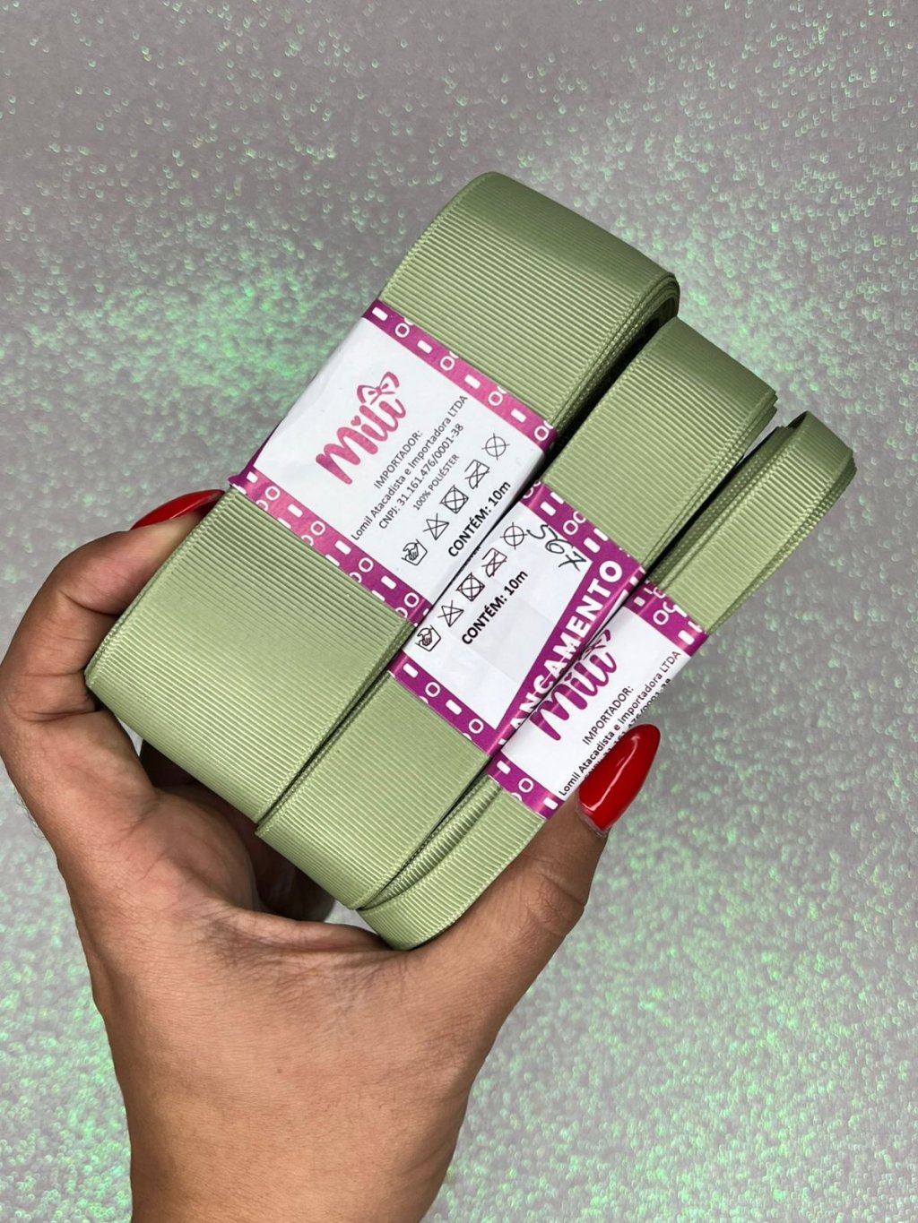 Fita Gorgurão Lisa Mili Cor567-SPRING MOSS 10mt