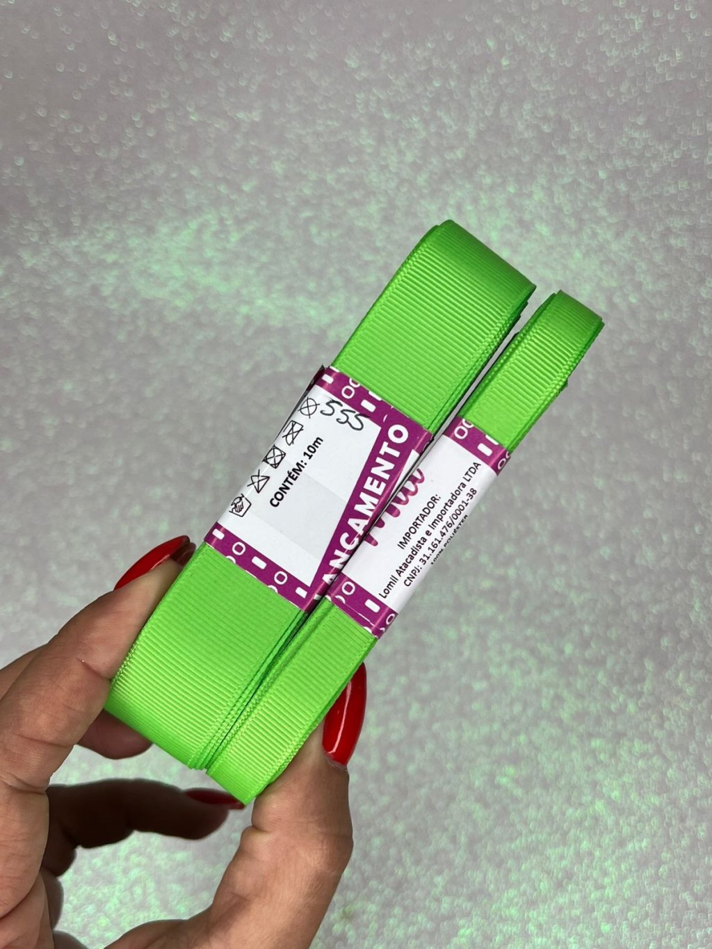 Fita Gorgurão Lisa Mili Cor555-GREEN FLASH 10mt