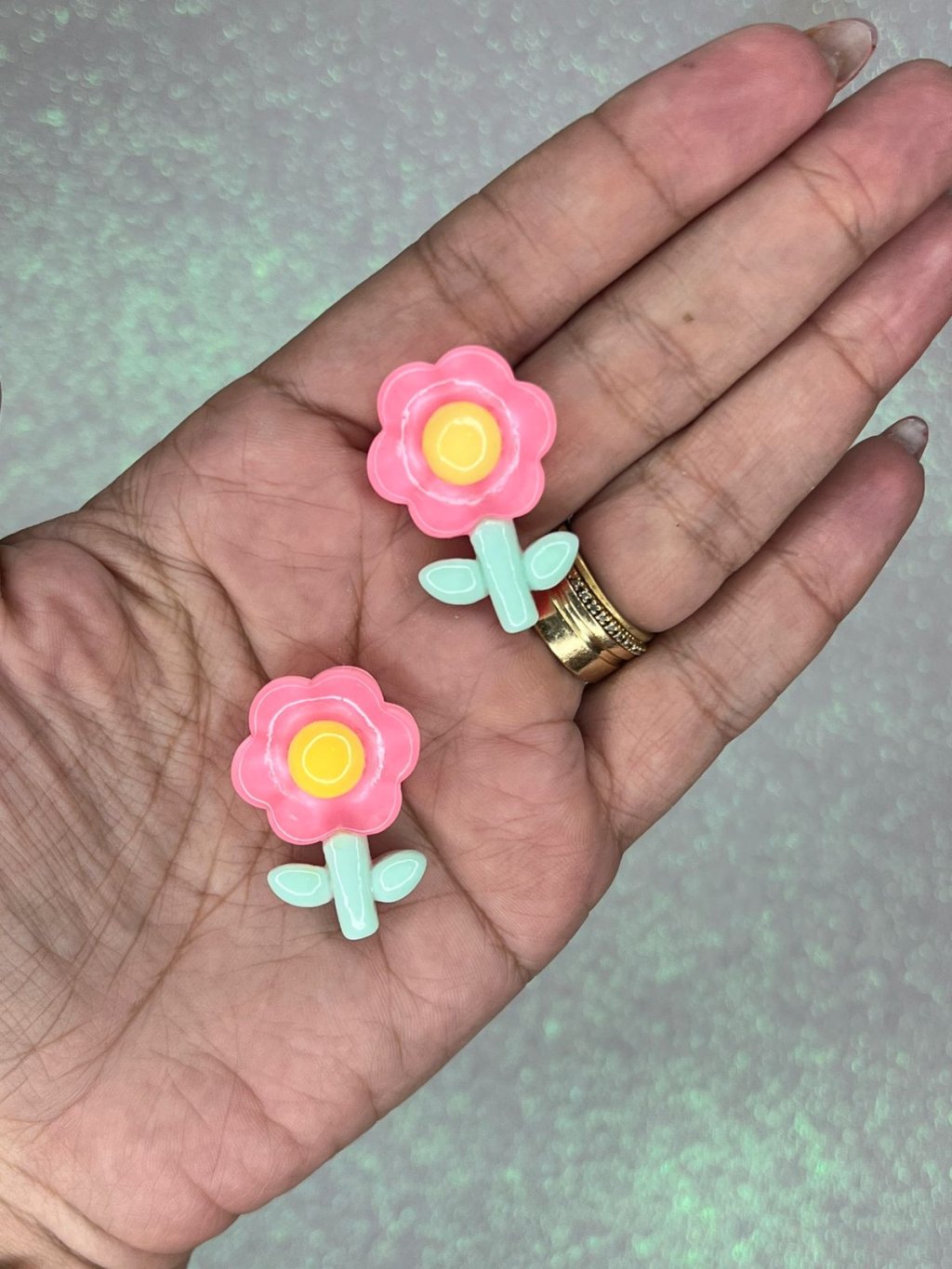 Aplique Flor c/Folha Yama 50044 ROSA FORTE 25mm 02und