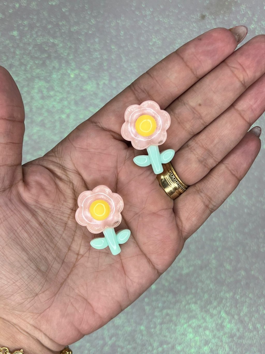 Aplique Flor c/Folha Yama 50044 ROSA CLARO 25mm 02und