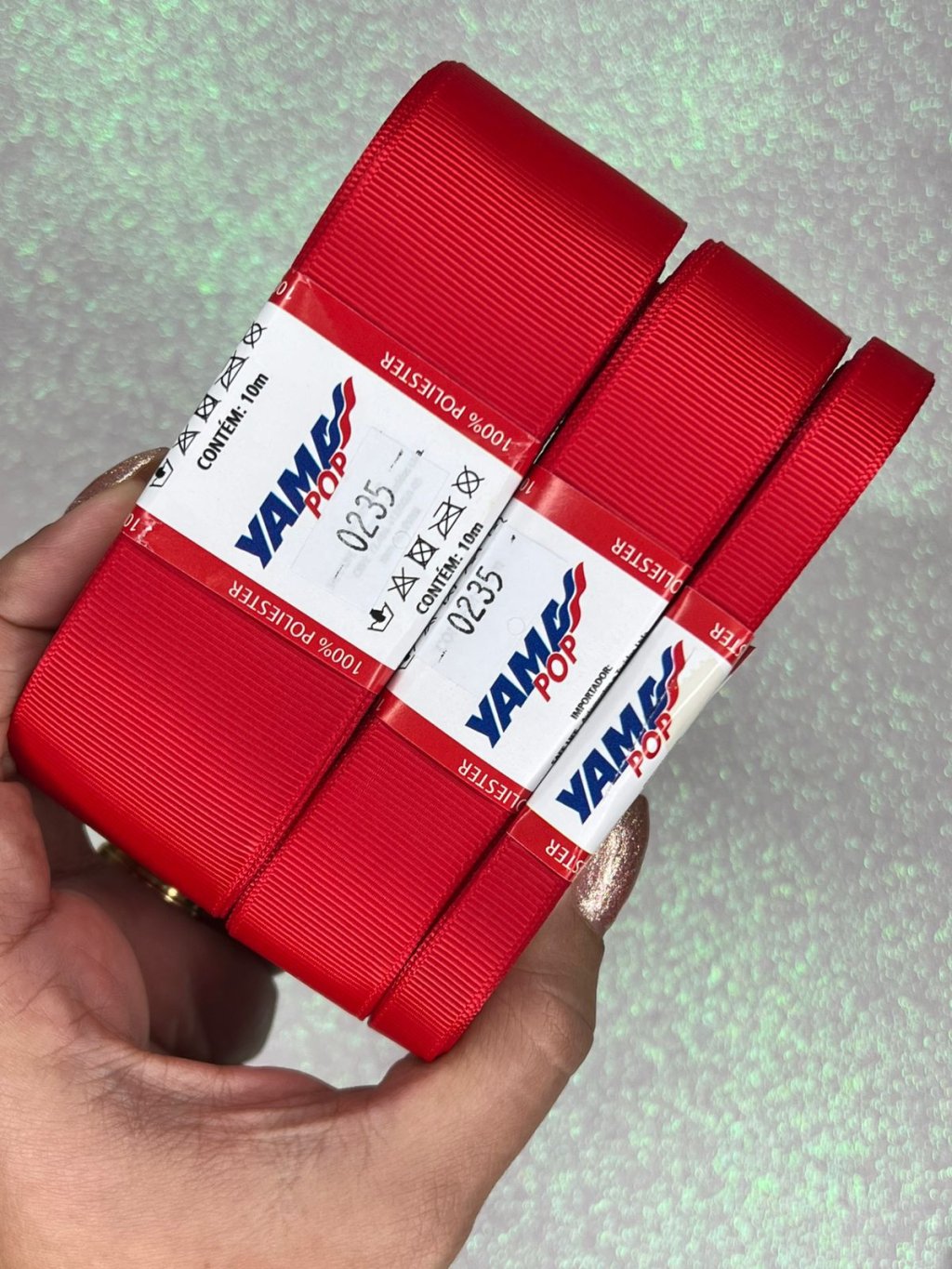 Fita Gorgurão Lisa YamaPOP Cor235-POPPY RED 10mt
