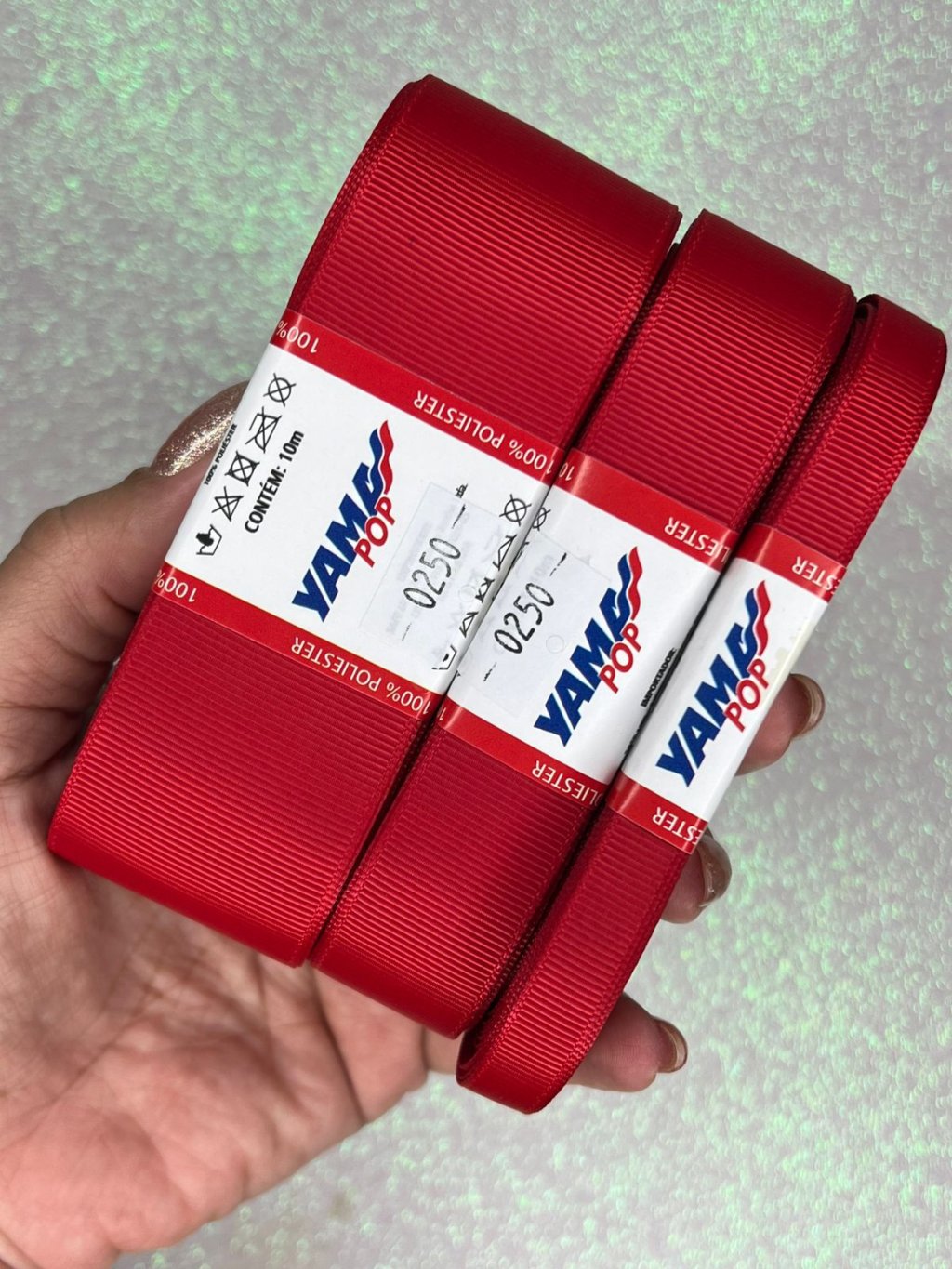 Fita Gorgurão Lisa YamaPOP Cor250-RED 10mt