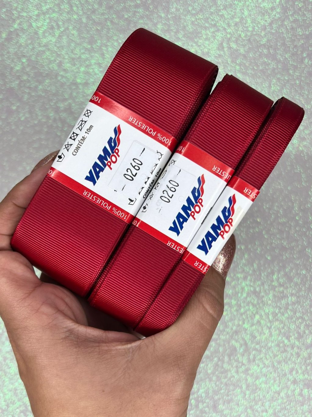 Fita Gorgurão Lisa YamaPOP Cor260-SCARLET 10mt