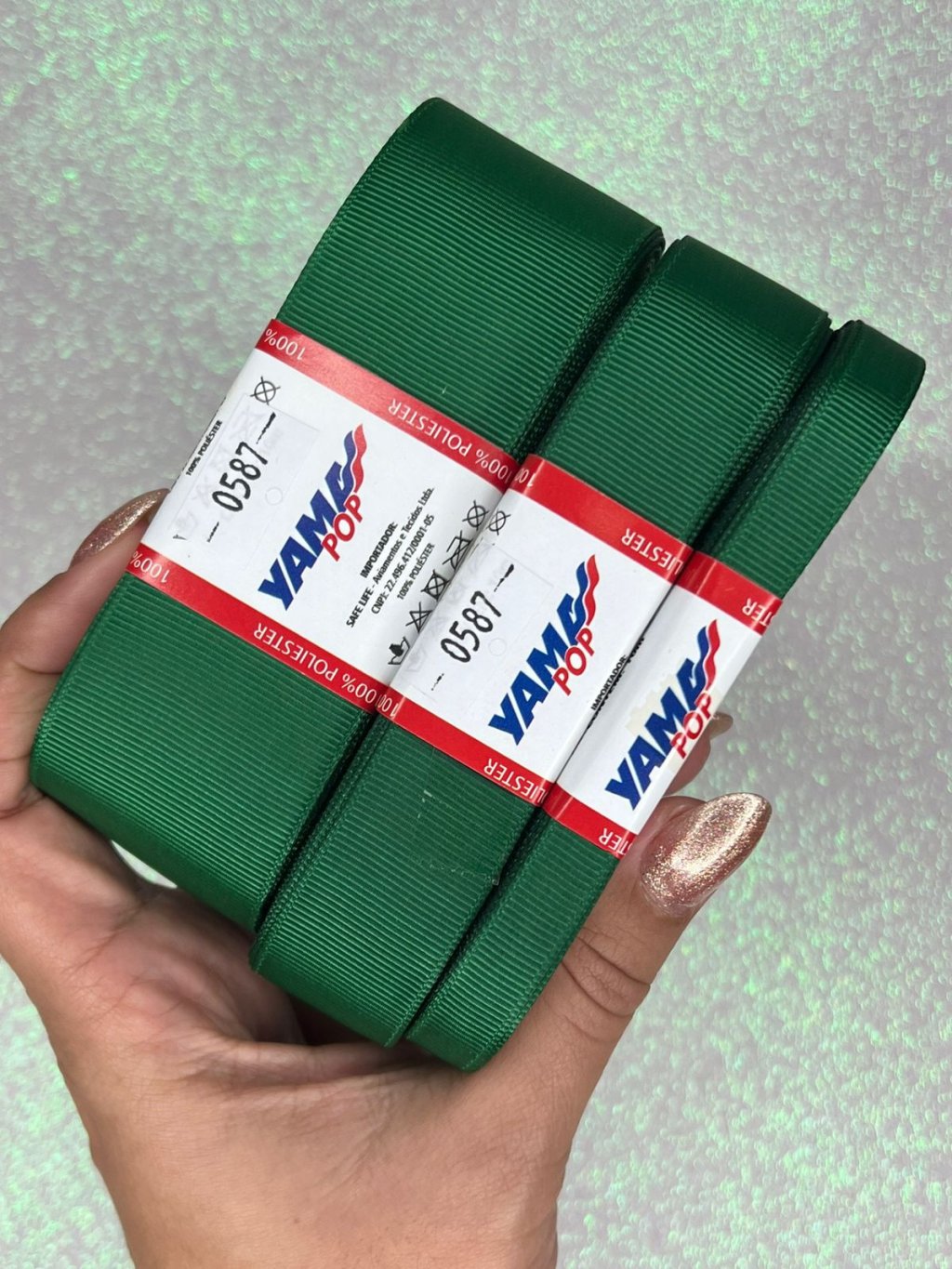 Fita Gorgurão Lisa YamaPOP Cor587-FOREST GREEN 10mt