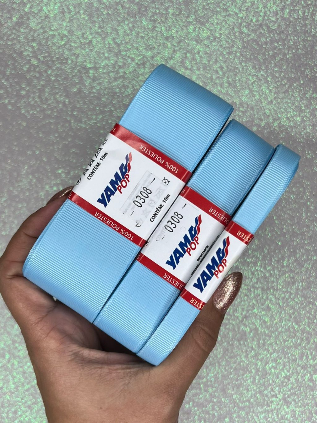 Fita Gorgurão Lisa YamaPOP Cor308-BLUE TOPAZ 10mt