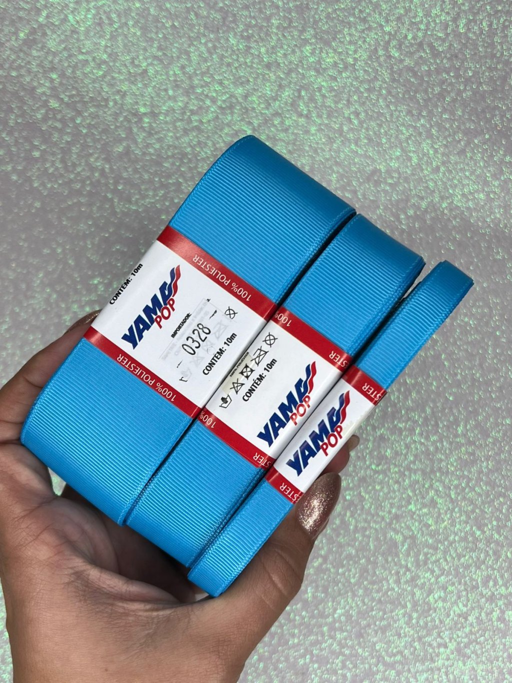 Fita Gorgurão Lisa YamaPOP Cor328-ISLAND BLUE 10mt