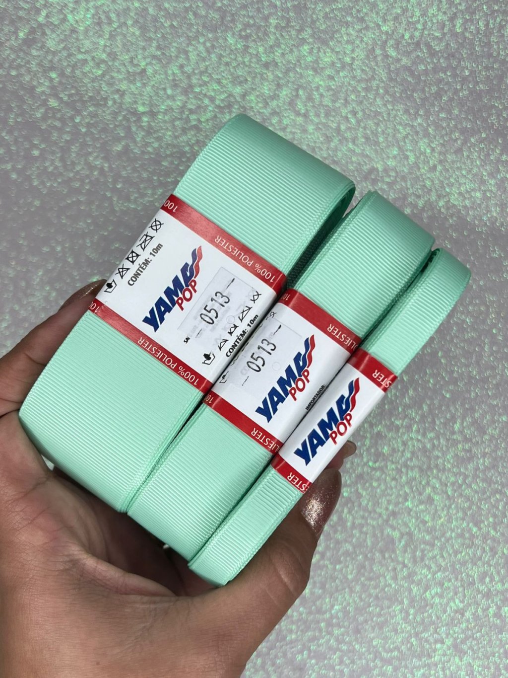 Fita Gorgurão Lisa YamaPOP Cor513-PASTEL GREEN 10mt
