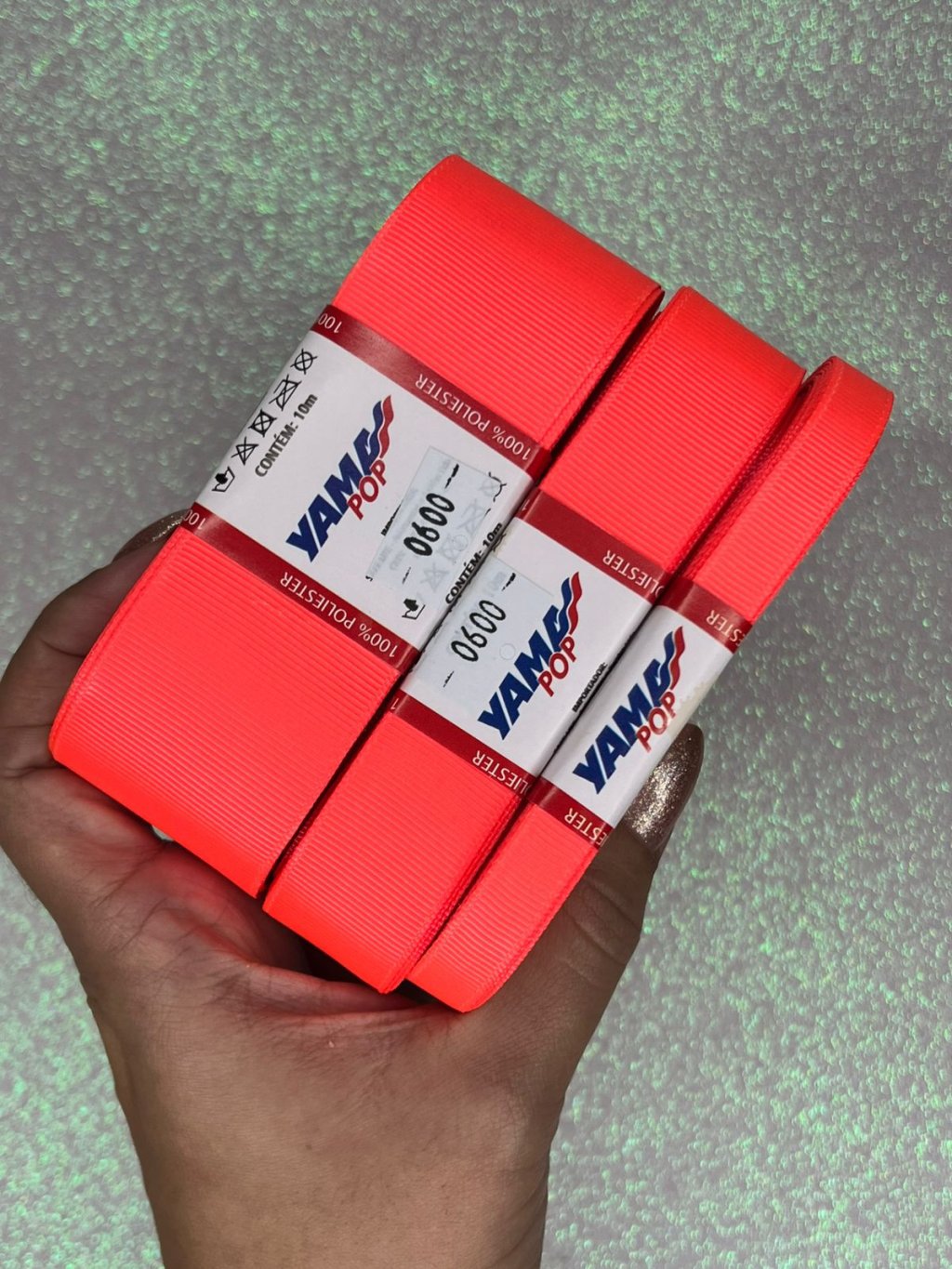 Fita Gorgurão Lisa YamaPOP Cor600-NEON ORANGE 10mt