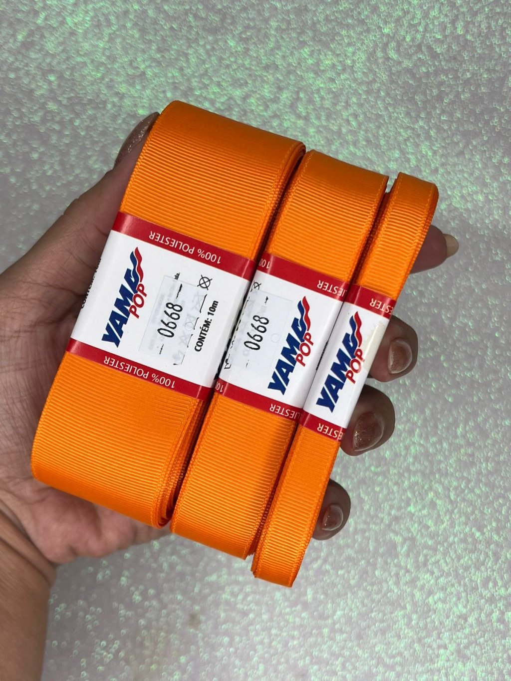 Fita Gorgurão Lisa YamaPOP Cor668-TANGERINE 10mt