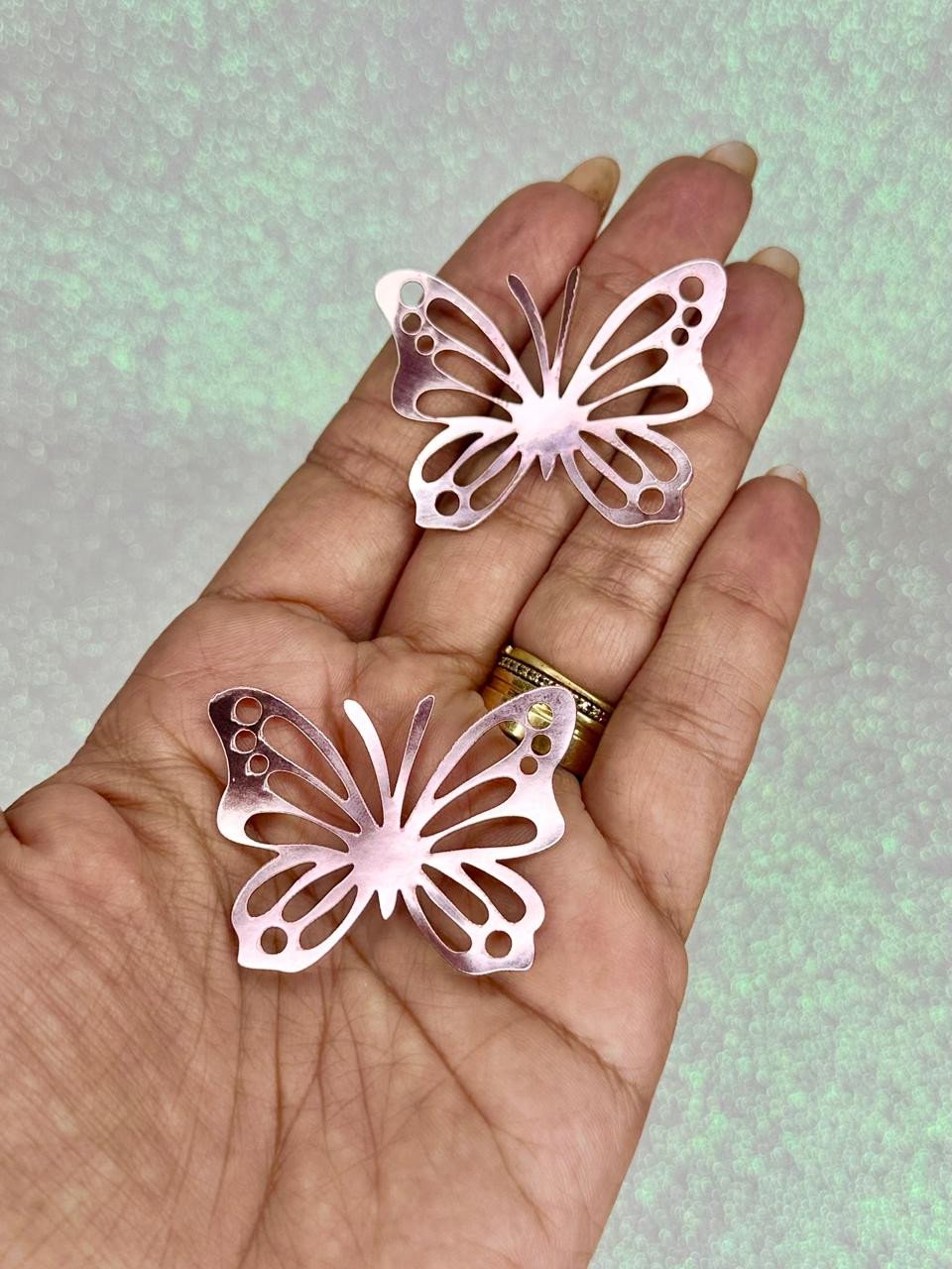 Aplique Borboleta Lonita Metalizada Lomil Ref:50128 ROSA CLARO 45mm 02und