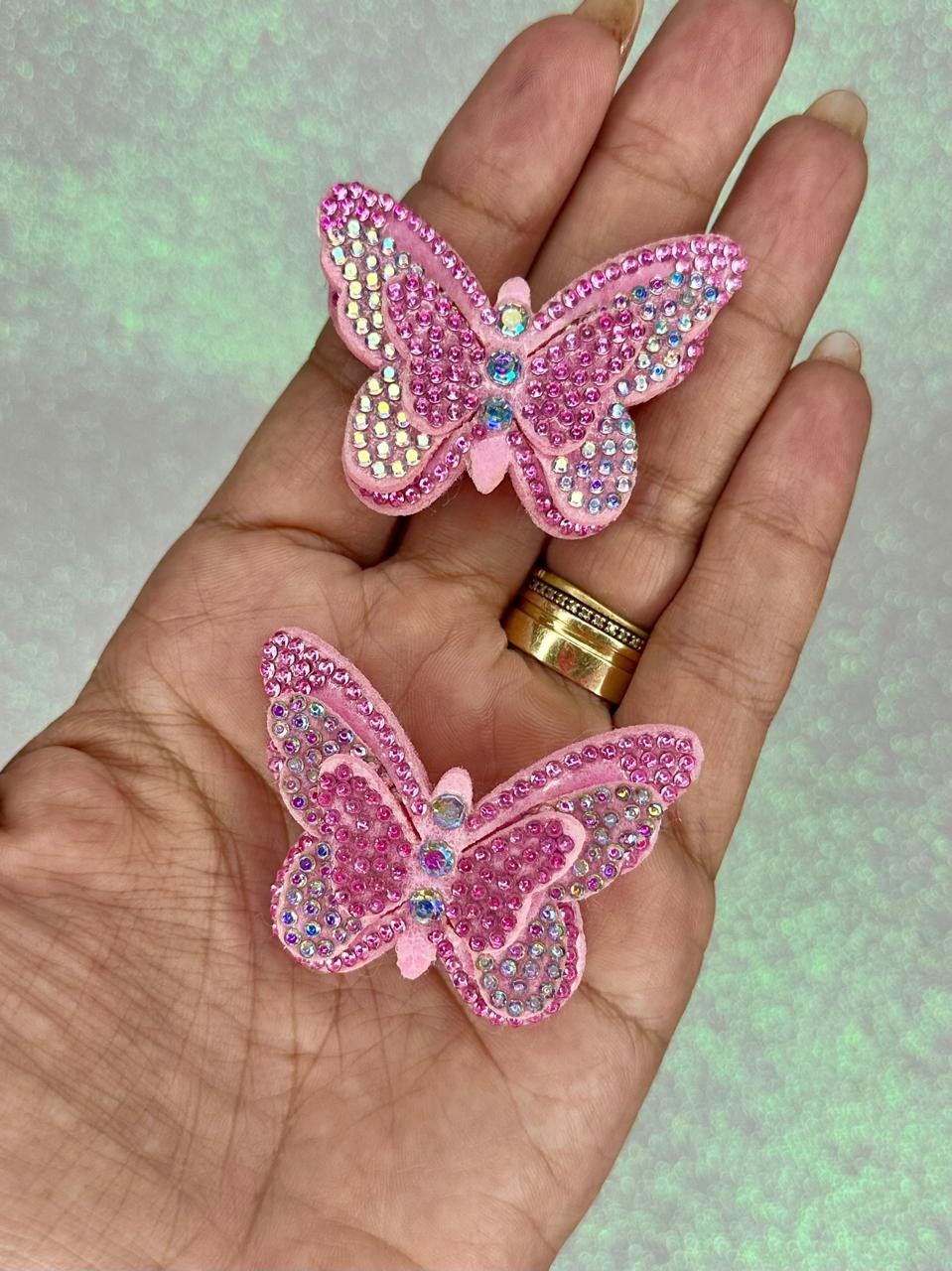 Aplique Borboleta Feltro/Strass Lomil Ref:39378 ROSA 55mm 02und