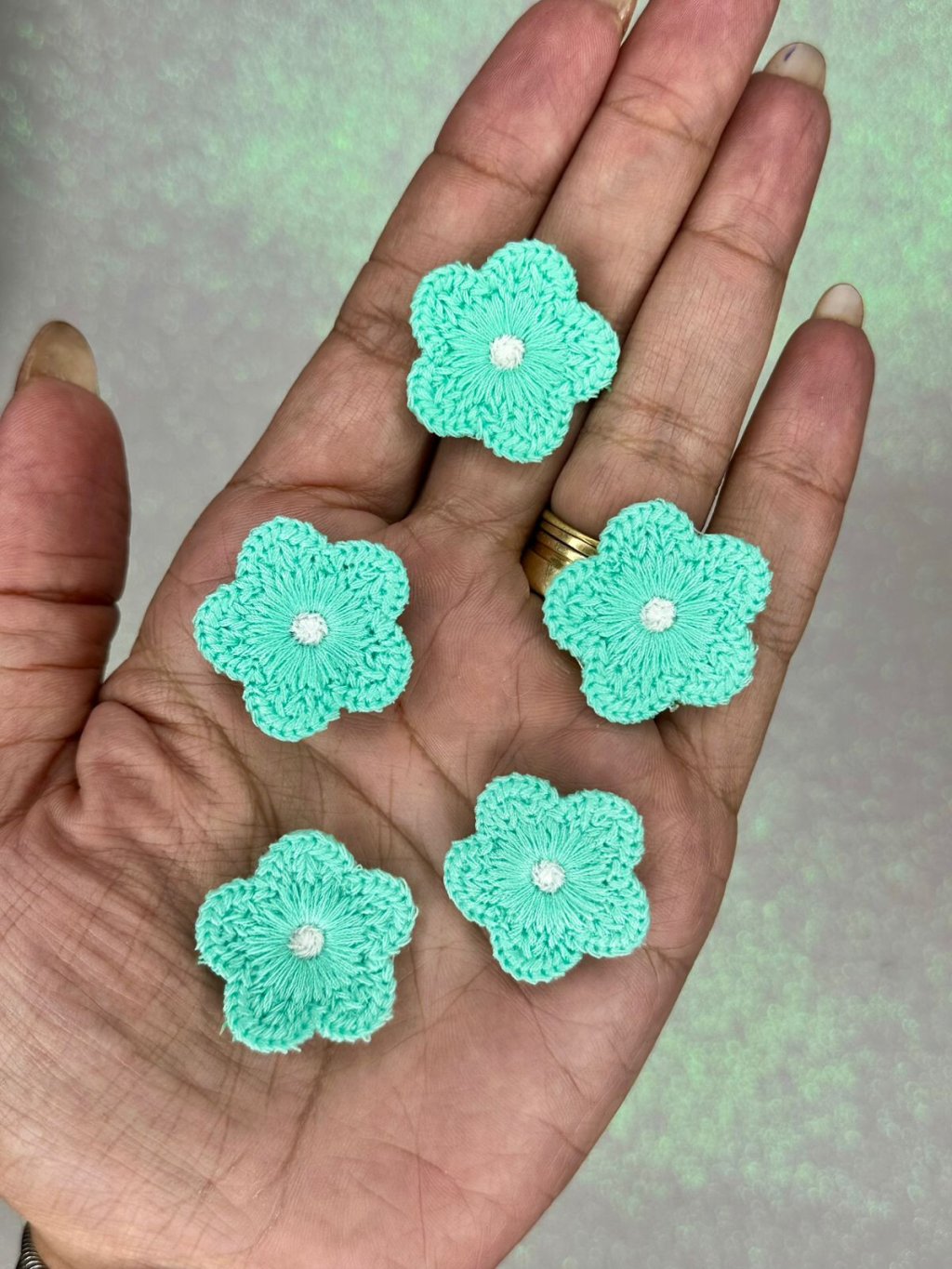 Aplique Flor Crochê PatImport Ref:50155 ACQUA 30mm 05und