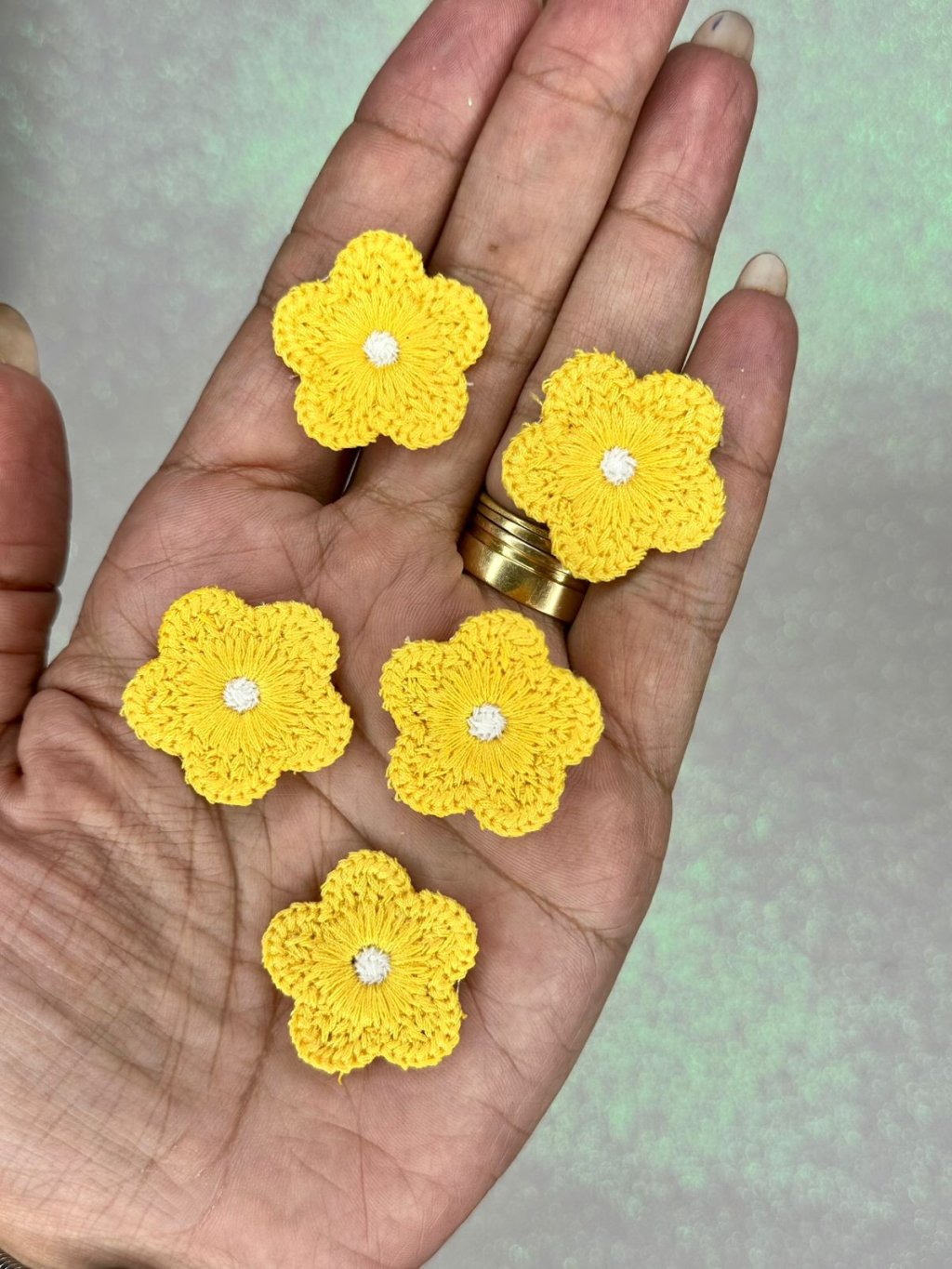 Aplique Flor Crochê PatImport Ref:50155 AMARELO 30mm 05und