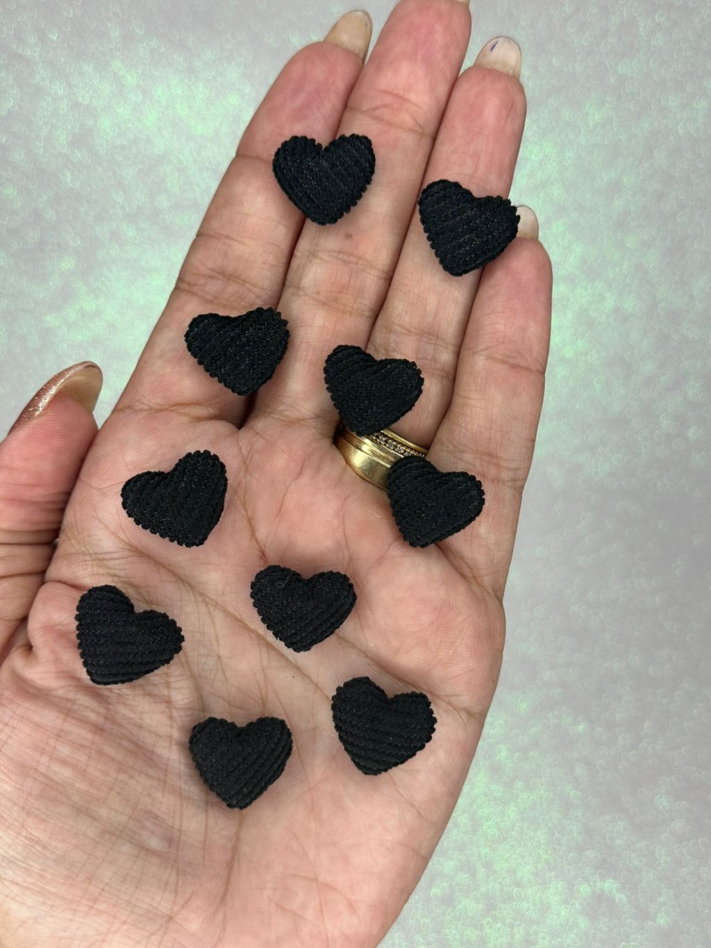 Aplique Coração Cotelê PP PatImport Ref:50157 PRETO 18mm 05und