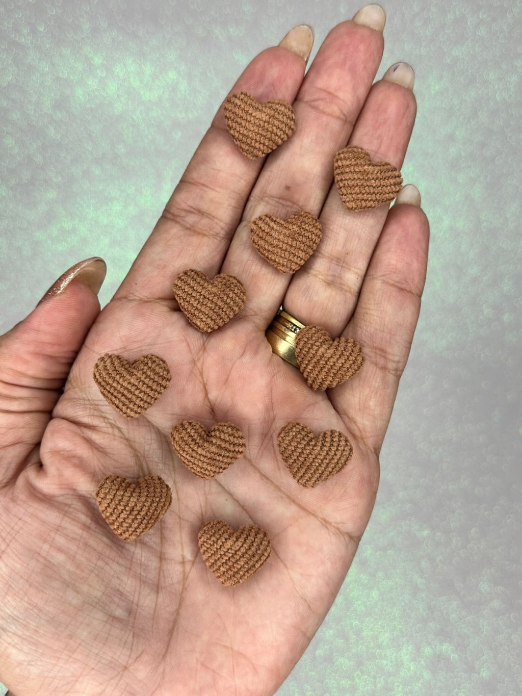 Aplique Coração Cotelê PP PatImport Ref:50157 CAPUCCINO 18mm 05und