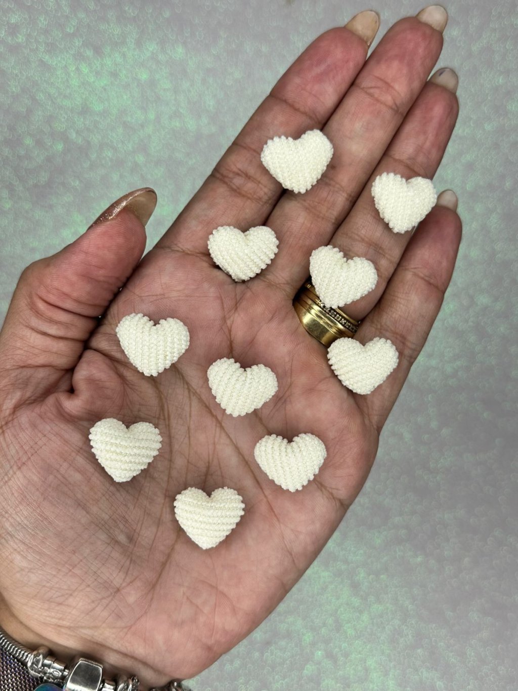 Aplique Coração Cotelê PP PatImport Ref:50157 OFFWHITE 18mm 05und