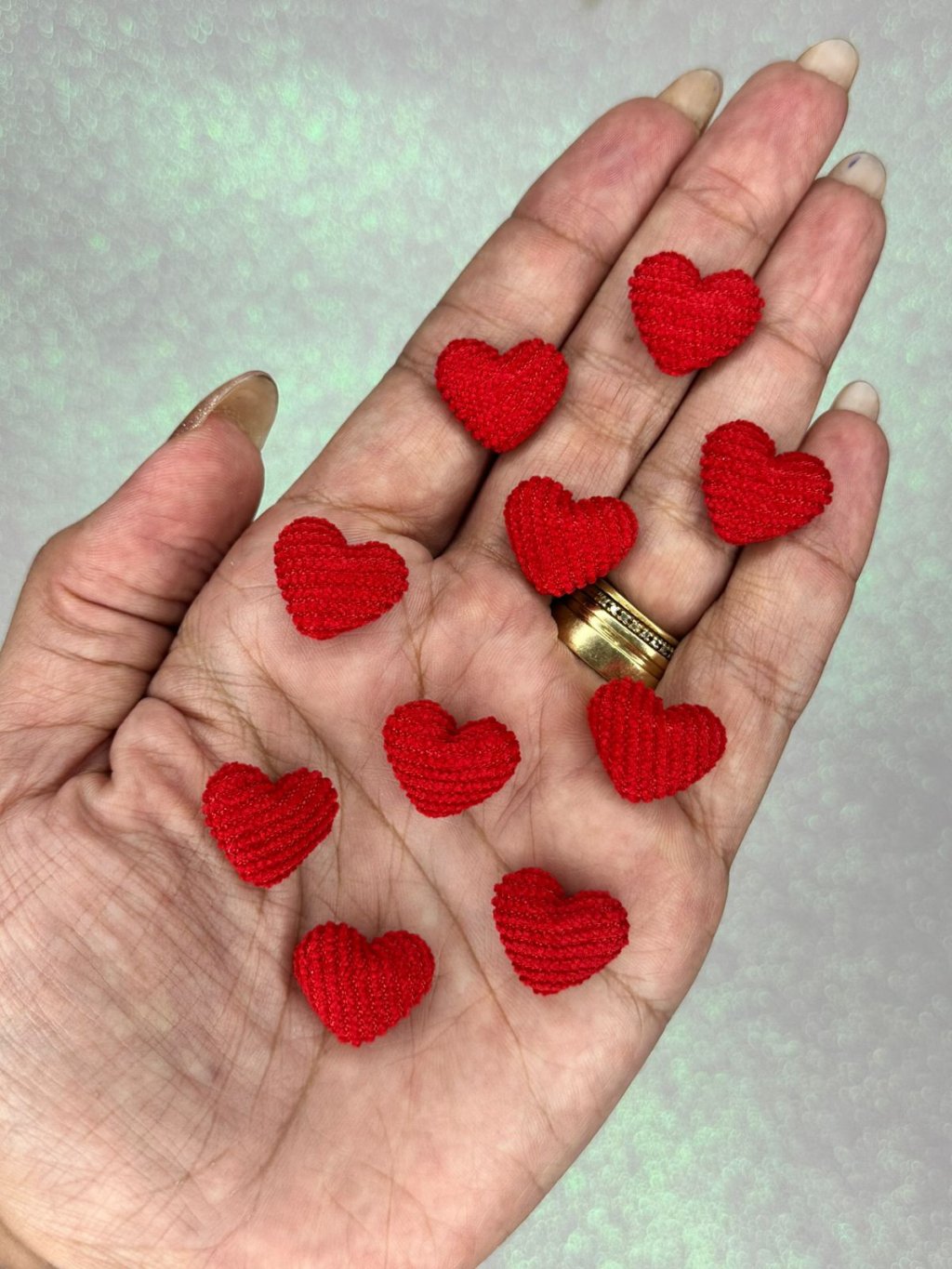 Aplique Coração Cotelê PP PatImport Ref:50157 VERMELHO 18mm 05und