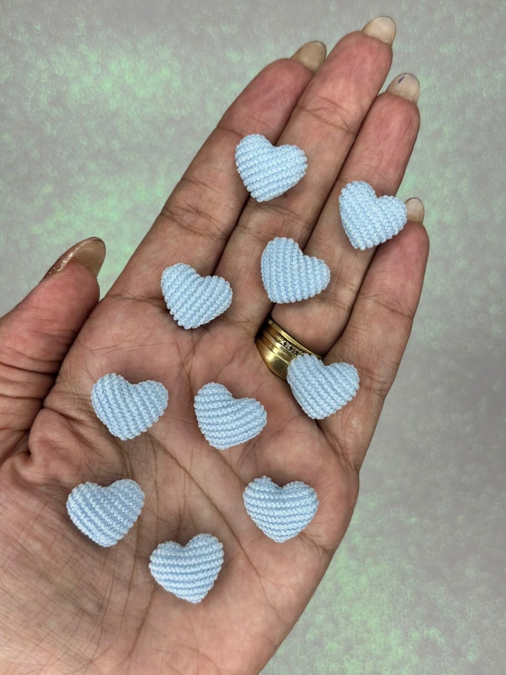 Aplique Coração Cotelê PP PatImport Ref:50157 AZUL SERENITY 18mm 05und