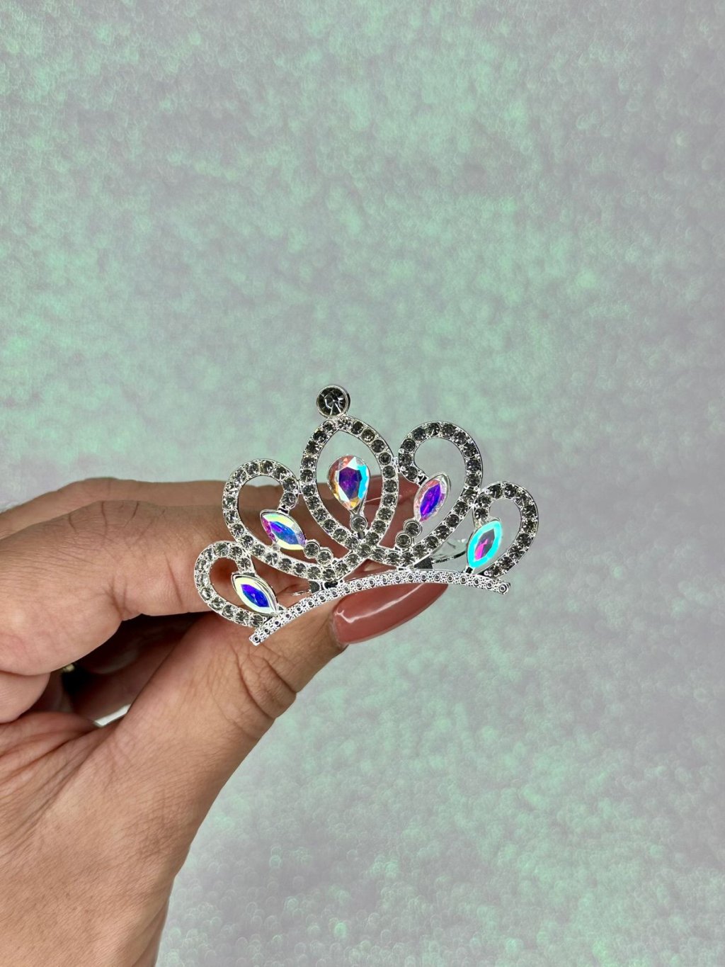 Aplique Coroa Strass/Chaton com Pente Ref:50161 PRATA 50mm 01Und