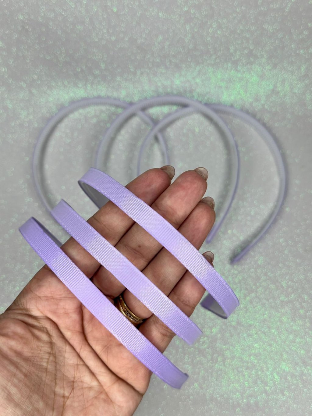 Tiara Fina com dente encapada gorgurão Mili Cor430-LAVANDA 10mm