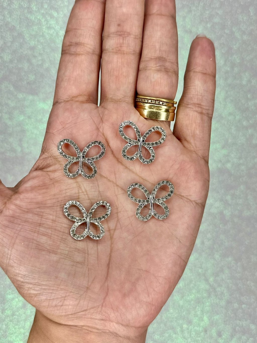 Aplique Borboleta Strass Lomil Ref:50170 PRATA 2,2cm 02UND