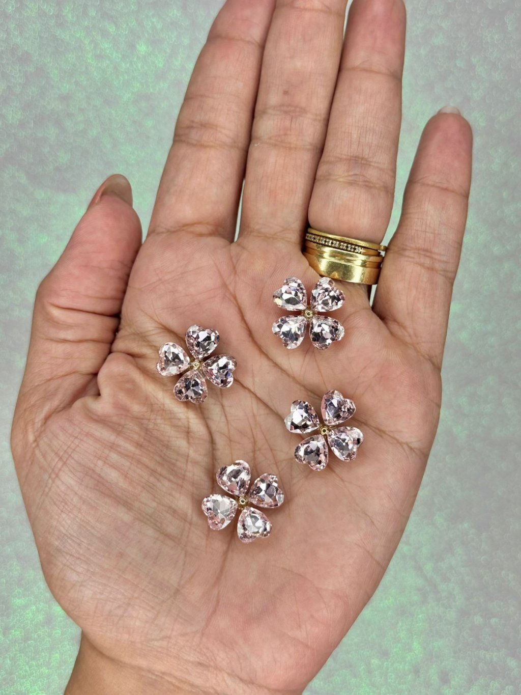 Aplique Jóia Trevo Chaton Lomil Ref:50168 ROSA CLARO 1,9cm 01UND