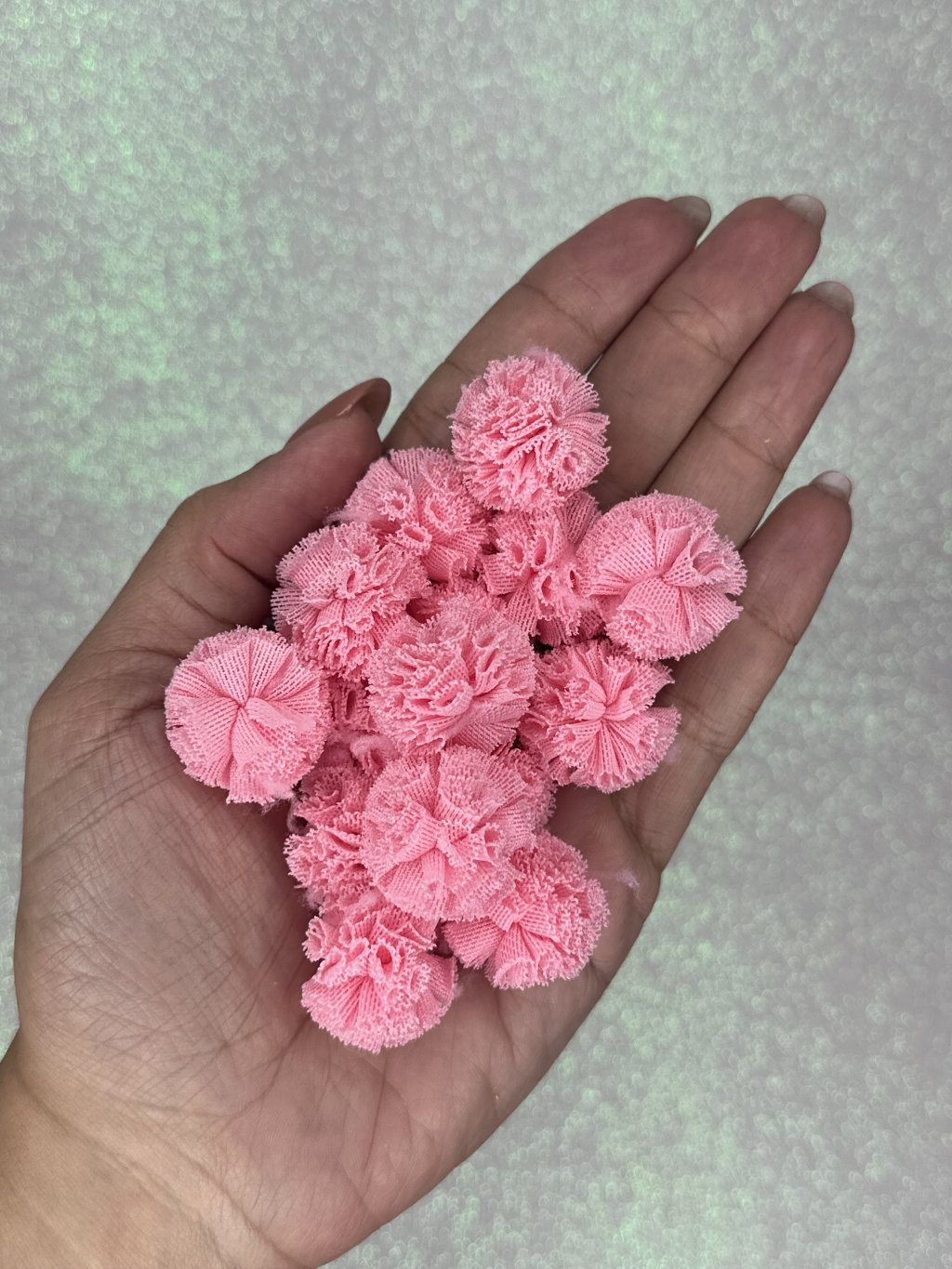 Pompom Tecido Malha Lomil Ref:50171 ROSA IOGURTE 25mm 10und