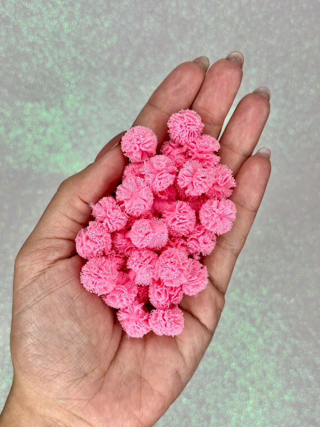 Pompom Tecido Malha Lomil Ref:50172 ROSA IOGURTE 15mm 20und