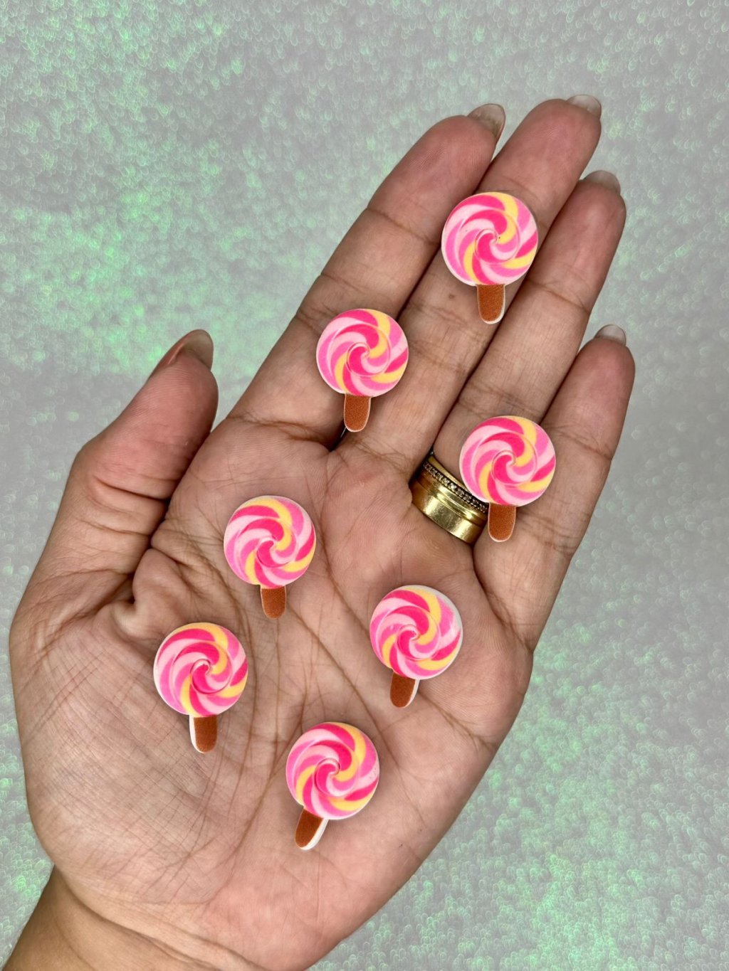 Aplique Pirulito Resina Color Lomil Ref:50173 PINK/ROSA/AMARELO 35mm 05und