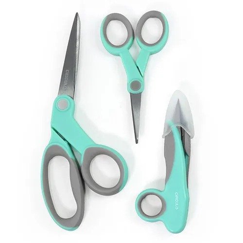 Kit Tesoura Confort Circulo Ref:449903 Acqua/Cinza 03und