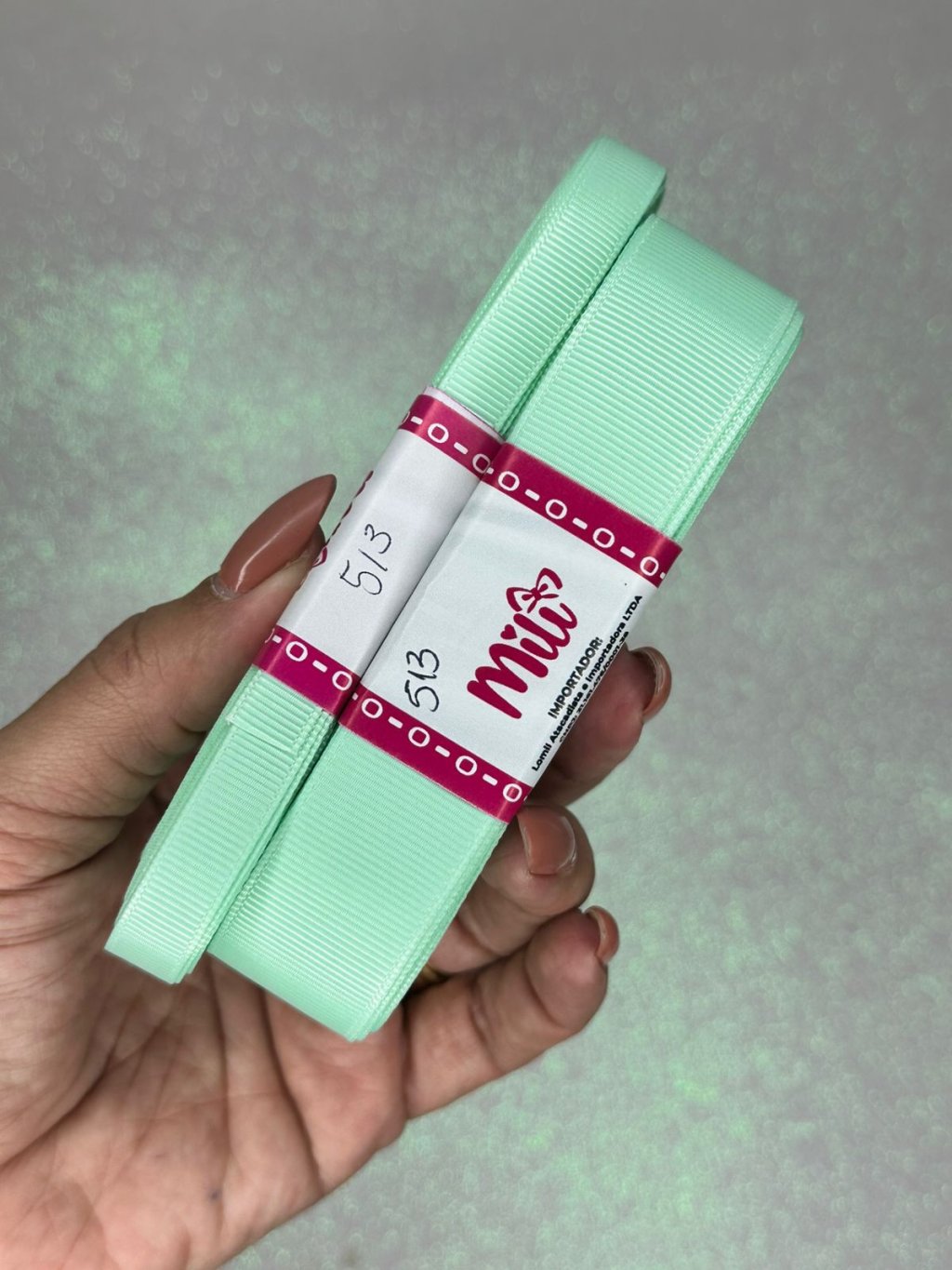 Fita Gorgurão Lisa Mili Cor513-PASTEL GREEN 10mt