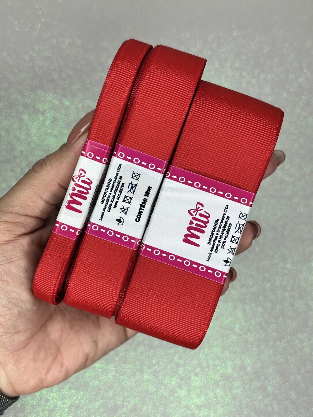 Fita Gorgurão Lisa Mili Cor250-RED 10mt