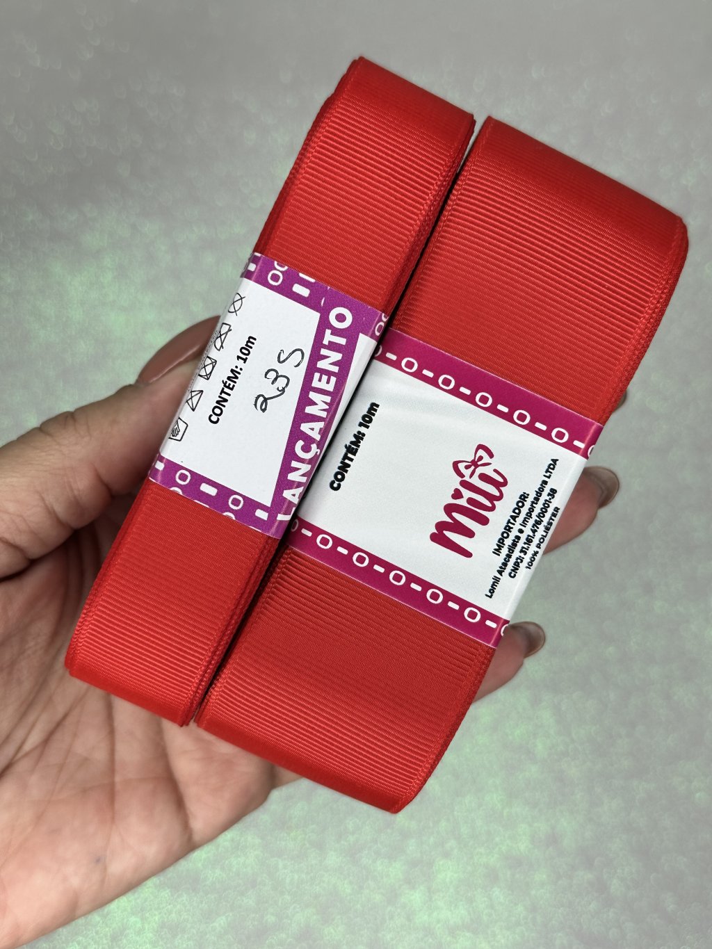 Fita Gorgurão Lisa Mili Cor235-POPPY RED 10mt