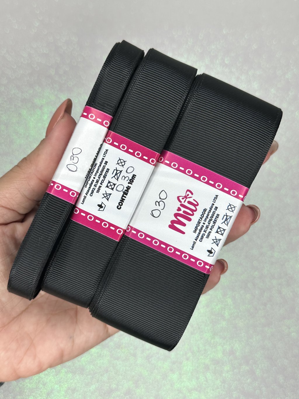 Fita Gorgurão Lisa Mili Cor030-PRETO 10mt