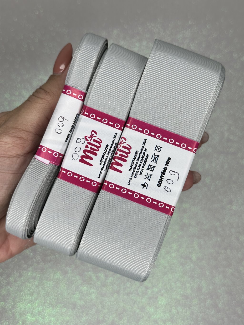 Fita Gorgurão Lisa Mili Cor009-LIGHT SILVER 10mt