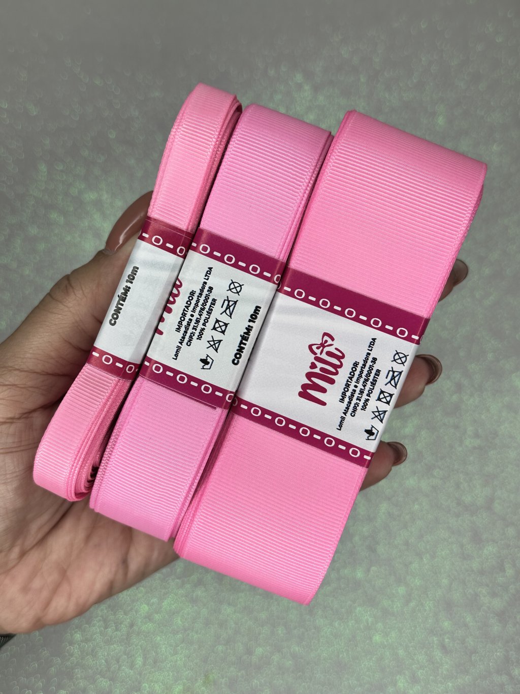 Fita Gorgurão Lisa Mili Cor155-GERANIUM PINK 10mt