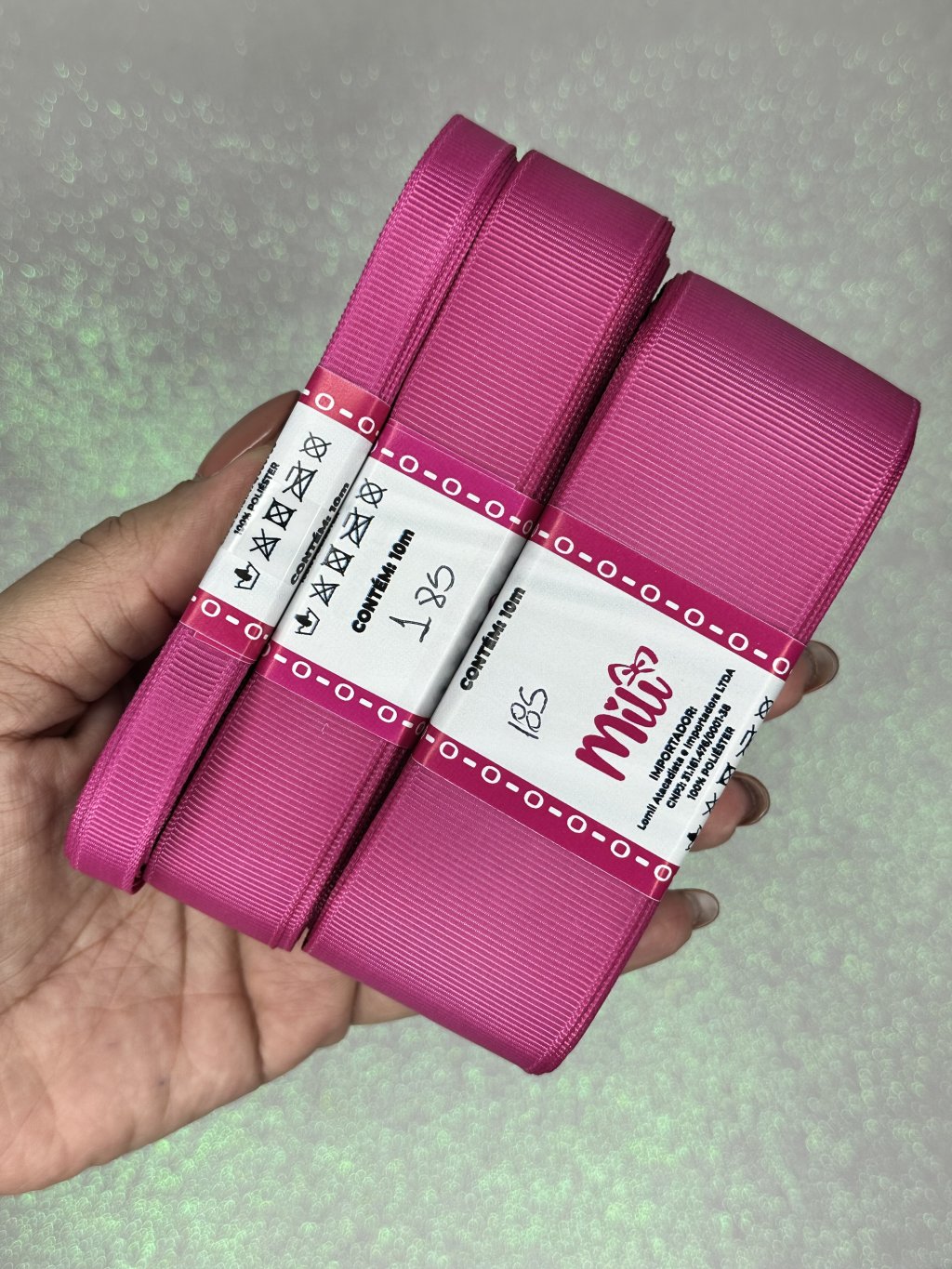 Fita Gorgurão Lisa Mili Cor185-RASPEBERRY ROSE 10mt