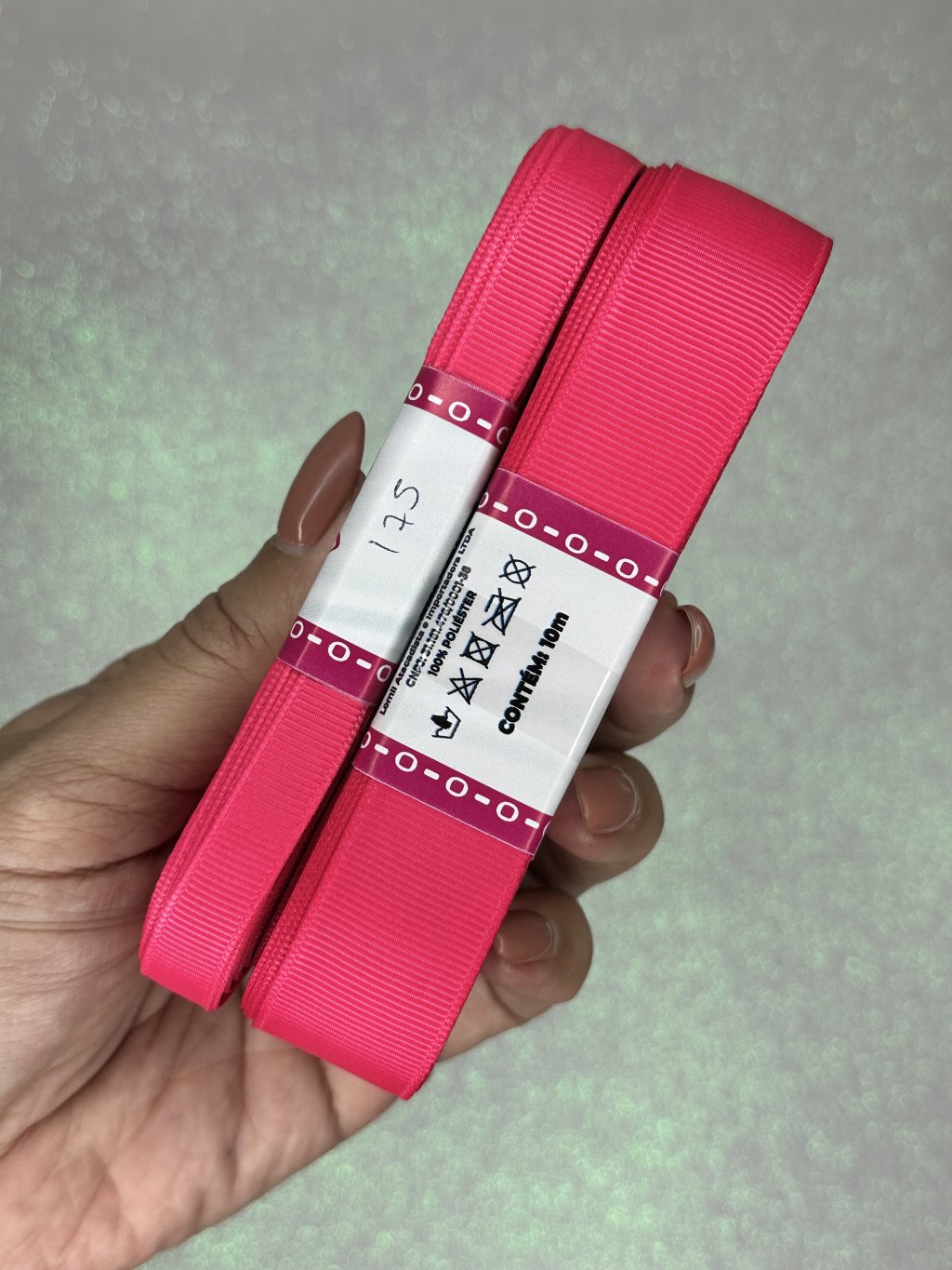 Fita Gorgurão Lisa Mili Cor175-SHOCKING PINK 10mt