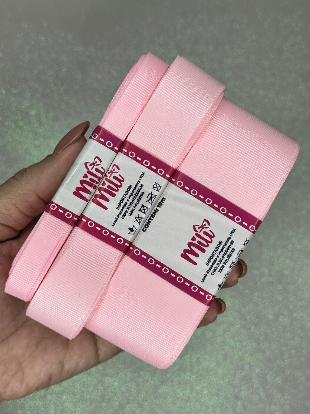 Fita Gorgurão Lisa Mili Cor123-PEARL PINK 10mt