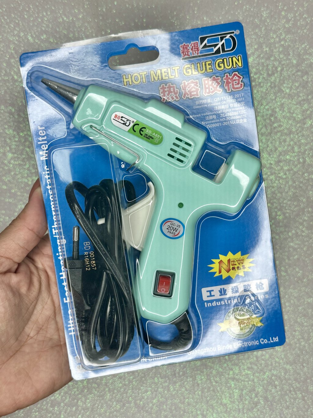 Pistola Cola Quente HotMelt Pequena ACQUA Ref:SD-A601 Liga/Desliga 20W