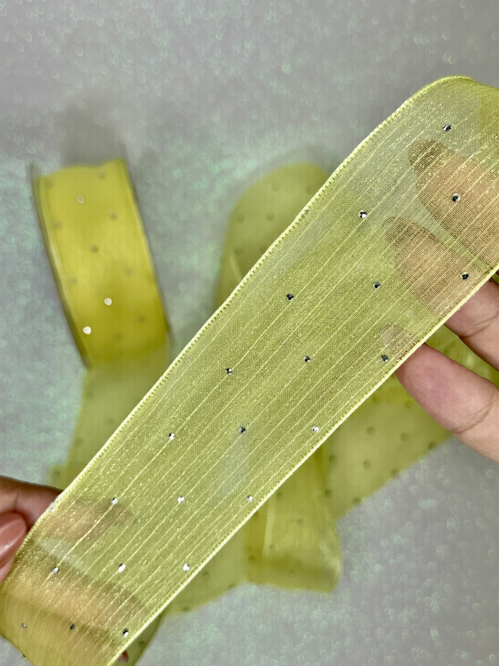 Fita Organza com Strass Yama Ref:49526 AMARELO 38mm 02mt